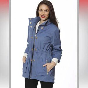 Ciao Milano Tess Water Resistant Anorak‎ Rain Jacket w/ Optional Hood Gray Blue